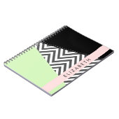Grijs zigzag, Grijs Chevron, Mint, Jouw naam Notitieboek (Linkerzijde)