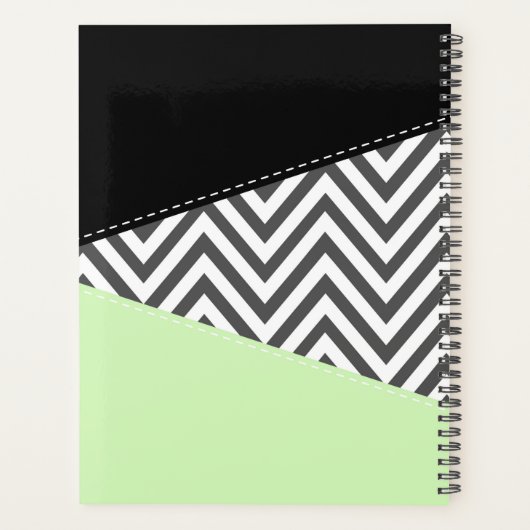 Grijs zigzag, Grijs Chevron, Mint, Jouw naam Planner (Achterkant)