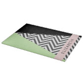 Grijs zigzag, Grijs Chevron, Mint, Jouw naam Snijplank (Hoek)