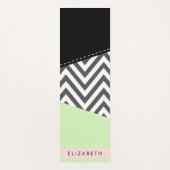 Grijs zigzag, Grijs Chevron, Mint, Jouw naam Yogamat (Voorkant)