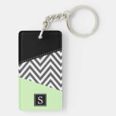 Grijs zigzag, Grijs Chevron, Munt, Monogram Sleutelhanger (achterkant)