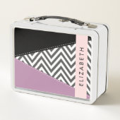 Grijs zigzag, Grijs Chevron, Paarse, Jouw naam (Achterkant)