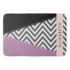 Grijs zigzag, Grijs Chevron, Paarse, Jouw naam Badmat