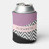 Grijs zigzag, Grijs Chevron, Paarse, Jouw naam Blikjeskoeler (Blikje Achterkant)