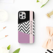 Grijs zigzag, Grijs Chevron, Paarse, Jouw naam Case-Mate iPhone Case