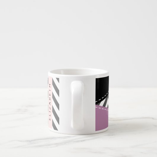 Grijs zigzag, Grijs Chevron, Paarse, Jouw naam Espresso Kop (Achterkant)