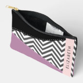 Grijs zigzag, Grijs Chevron, Paarse, Jouw naam Etui (Open)