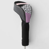 Grijs zigzag, Grijs Chevron, Paarse, Jouw naam Golfheadcover (Schuin)