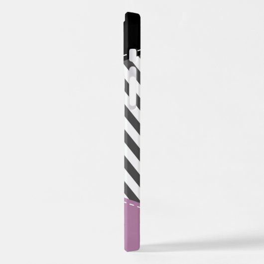 Grijs zigzag, Grijs Chevron, Paarse, Jouw naam iPhone Hoesje (Linkerkant)