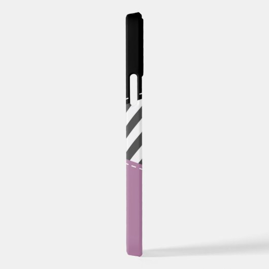 Grijs zigzag, Grijs Chevron, Paarse, Jouw naam iPhone Hoesje (Rechterkant)