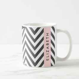 Grijs zigzag, Grijs Chevron, Paarse, Jouw naam Koffiemok
