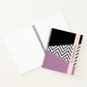 Grijs zigzag, Grijs Chevron, Paarse, Jouw naam Notitieboek (Binnen)