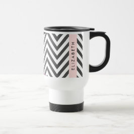 Grijs zigzag, Grijs Chevron, Paarse, Jouw naam Reisbeker