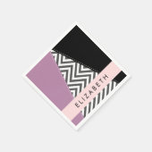 Grijs zigzag, Grijs Chevron, Paarse, Jouw naam Servet (Hoek)