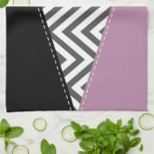 Grijs zigzag, Grijs Chevron, Paarse, Jouw naam Theedoek (Gevouwen)