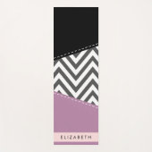 Grijs zigzag, Grijs Chevron, Paarse, Jouw naam Yogamat (Voorkant)