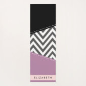 Grijs zigzag, Grijs Chevron, Paarse, Jouw naam Yogamat (Achterkant)