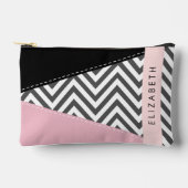 Grijs zigzag, Grijs Chevron, Roze, Jouw naam Etui (Voorkant)