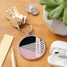 Grijs zigzag, Grijs Chevron, Roze, Jouw naam