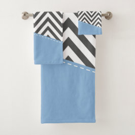 Grijs zigzag, Grijs Chevron, Zigzag Pattern, Blauw Bad Handdoek