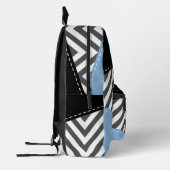 Grijs zigzag, Grijs Chevron, Zigzag Pattern, Blauw Bedrukte Rugzak (Links)