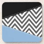 Grijs zigzag, Grijs Chevron, Zigzag Pattern, Blauw Bier Onderzetter (Voorkant)