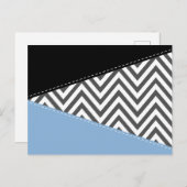 Grijs zigzag, Grijs Chevron, Zigzag Pattern, Blauw Briefkaart (Voorkant / Achterkant)