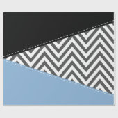 Grijs zigzag, Grijs Chevron, Zigzag Pattern, Blauw Cadeaupapier (Vlak)