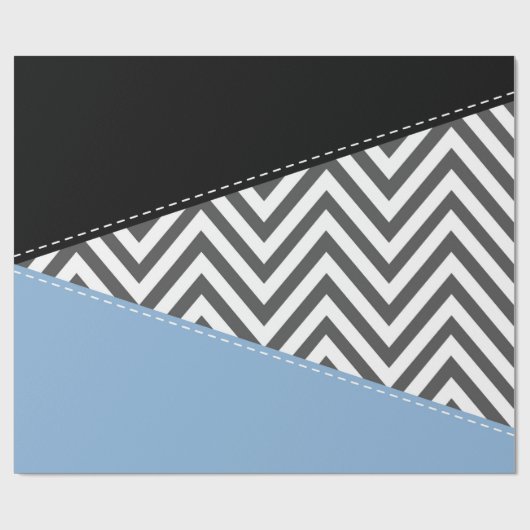Grijs zigzag, Grijs Chevron, Zigzag Pattern, Blauw Cadeaupapier (Vlak)
