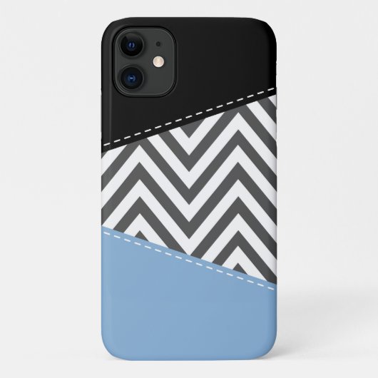 Grijs zigzag, Grijs Chevron, Zigzag Pattern, Blauw Case-Mate iPhone Case (Achterkant)