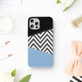Grijs zigzag, Grijs Chevron, Zigzag Pattern, Blauw Case-Mate iPhone Case