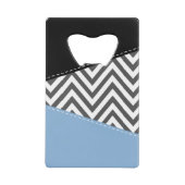 Grijs zigzag, Grijs Chevron, Zigzag Pattern, Blauw Creditkaart Flessenopener (Voorkant)