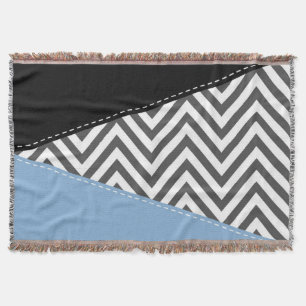Grijs zigzag, Grijs Chevron, Zigzag Pattern, Blauw Deken