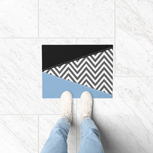 Grijs zigzag, Grijs Chevron, Zigzag Pattern, Blauw Deurmat