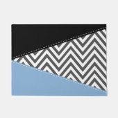 Grijs zigzag, Grijs Chevron, Zigzag Pattern, Blauw Deurmat (Voorkant)