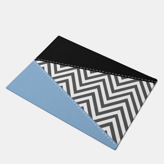 Grijs zigzag, Grijs Chevron, Zigzag Pattern, Blauw Deurmat (Schuin)