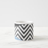 Grijs zigzag, Grijs Chevron, Zigzag Pattern, Blauw Espresso Kop (Voorkant)