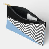 Grijs zigzag, Grijs Chevron, Zigzag Pattern, Blauw Etui (Open)