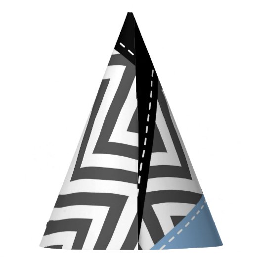 Grijs zigzag, Grijs Chevron, Zigzag Pattern, Blauw Feesthoedjes (Achterkant)