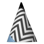 Grijs zigzag, Grijs Chevron, Zigzag Pattern, Blauw Feesthoedjes (Rechts)