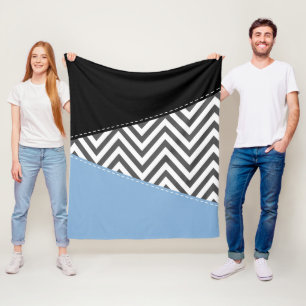 Grijs zigzag, Grijs Chevron, Zigzag Pattern, Blauw Fleece Deken