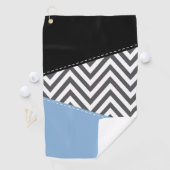 Grijs zigzag, Grijs Chevron, Zigzag Pattern, Blauw Golfhanddoek (Insitu)