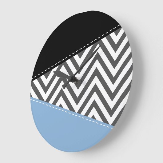 Grijs zigzag, Grijs Chevron, Zigzag Pattern, Blauw Grote Klok (Hoek)