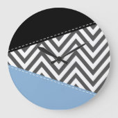 Grijs zigzag, Grijs Chevron, Zigzag Pattern, Blauw Grote Klok (Voorkant)