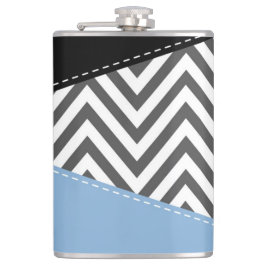 Grijs zigzag, Grijs Chevron, Zigzag Pattern, Blauw Heupfles