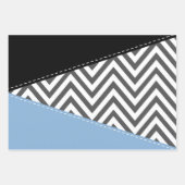 Grijs zigzag, Grijs Chevron, Zigzag Pattern, Blauw Inpakpapier Vel (Voorkant 2)
