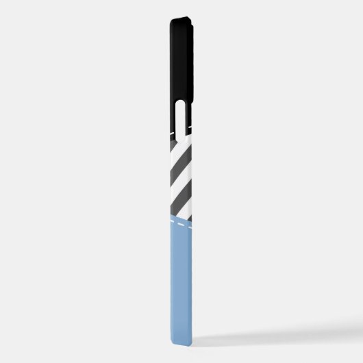 Grijs zigzag, Grijs Chevron, Zigzag Pattern, Blauw iPhone Hoesje (Rechterkant)