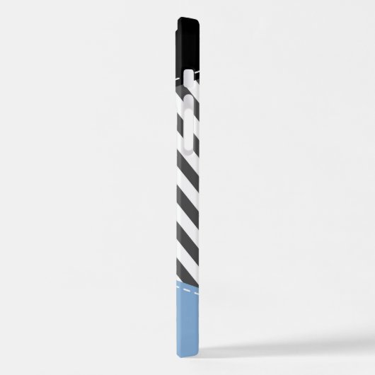 Grijs zigzag, Grijs Chevron, Zigzag Pattern, Blauw iPhone Hoesje (Linkerkant)