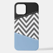 Grijs zigzag, Grijs Chevron, Zigzag Pattern, Blauw iPhone Hoesje (Achterkant)