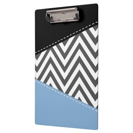 Grijs zigzag, Grijs Chevron, Zigzag Pattern, Blauw Klembord (Links)